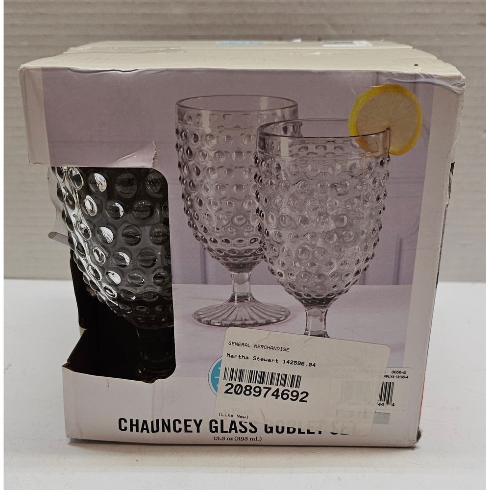 Martha Stewart Chauncey Glass Goblet Set 4-Piece Clear 13.3oz 142596.04